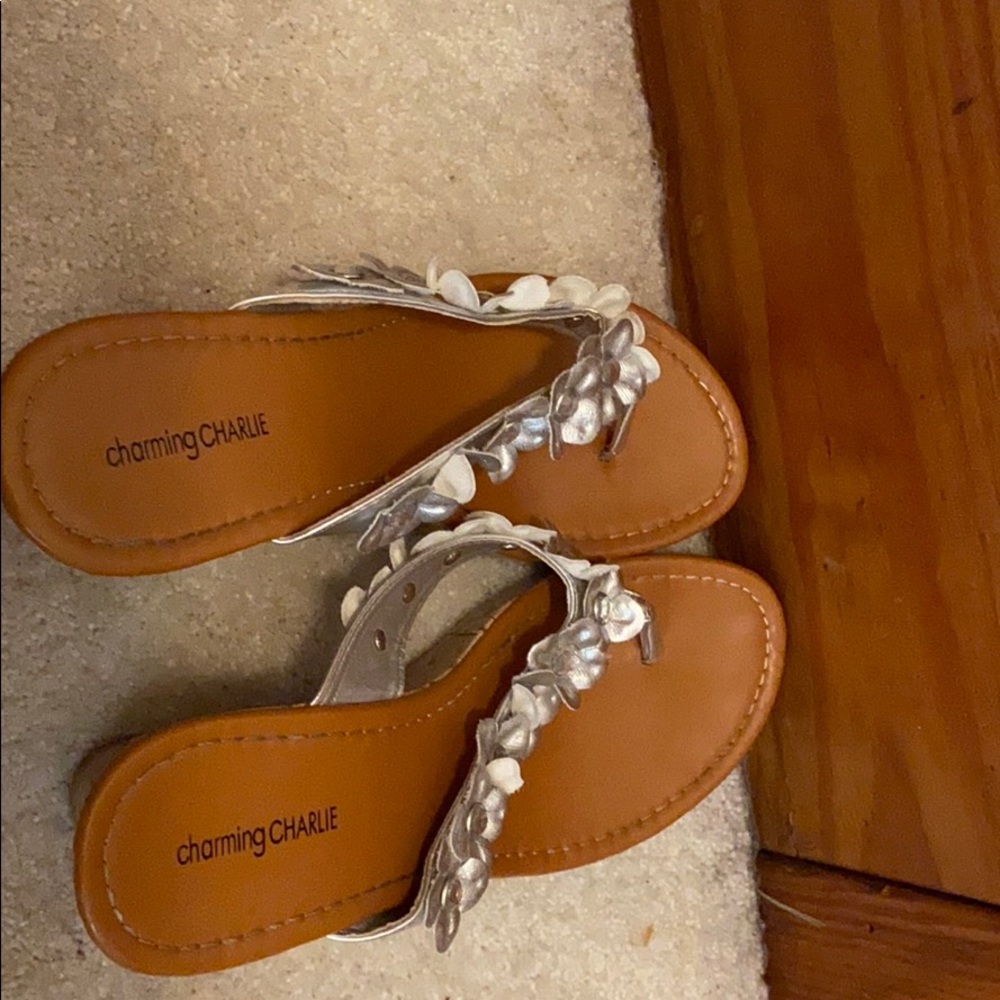 Silver and tan wedges